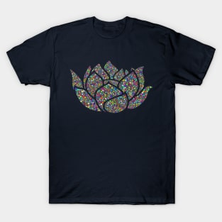 Lotus Flower Geometric Floral Plant Circles Dots T-Shirt